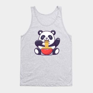 Cute Panda Eating Noodle Cartoon Tank Top